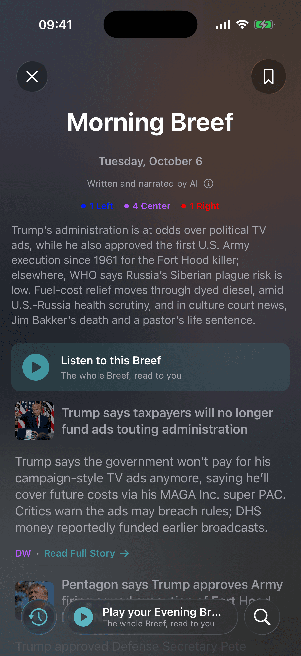 The Morning Breef in the app