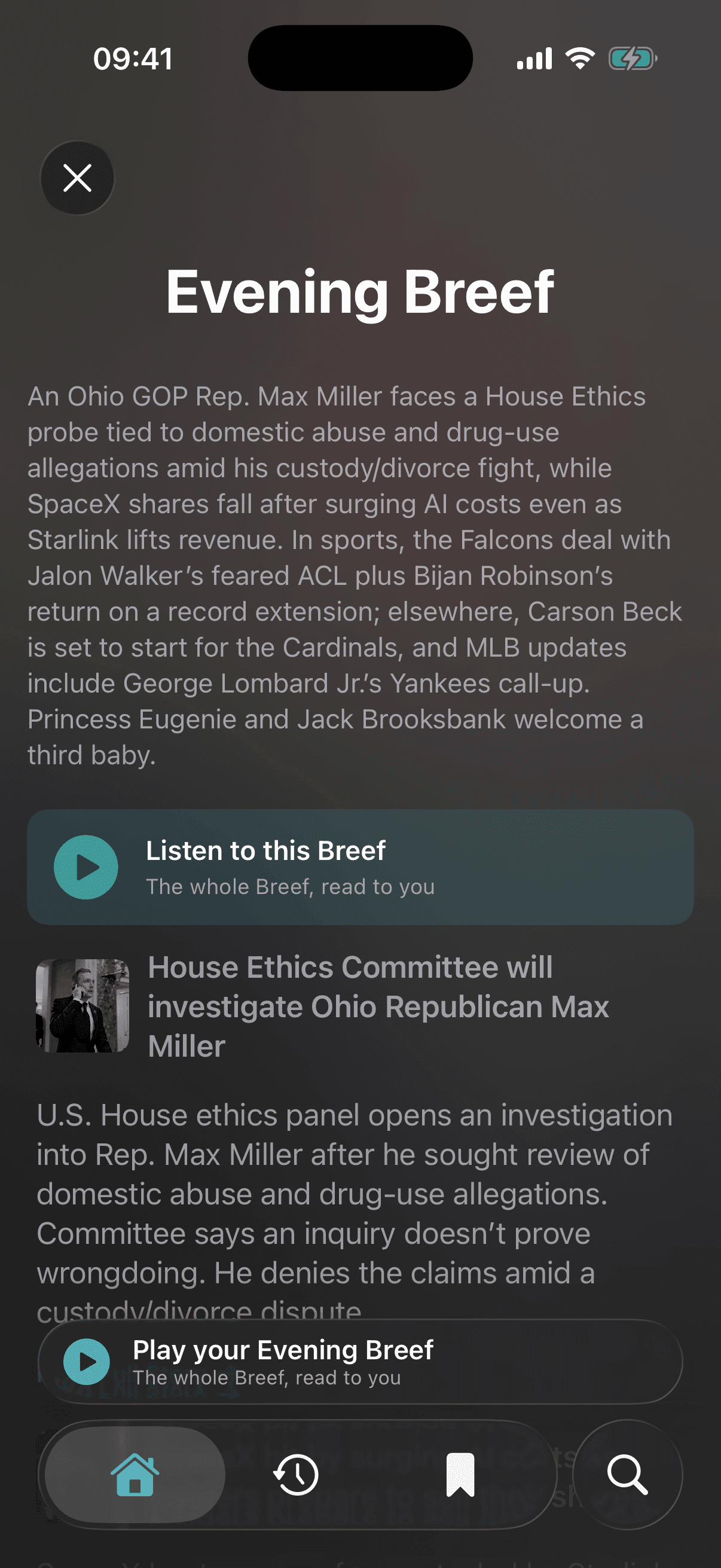 The Evening Breef in the app